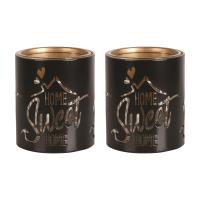 Aroma Black & Gold Home Sweet Home 2 Tealight & Votive Holder Set Extra Image 1 Preview